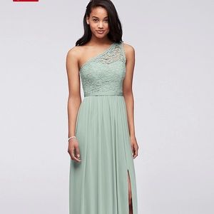 Long One Shoulder Lace Bridesmaid Dress